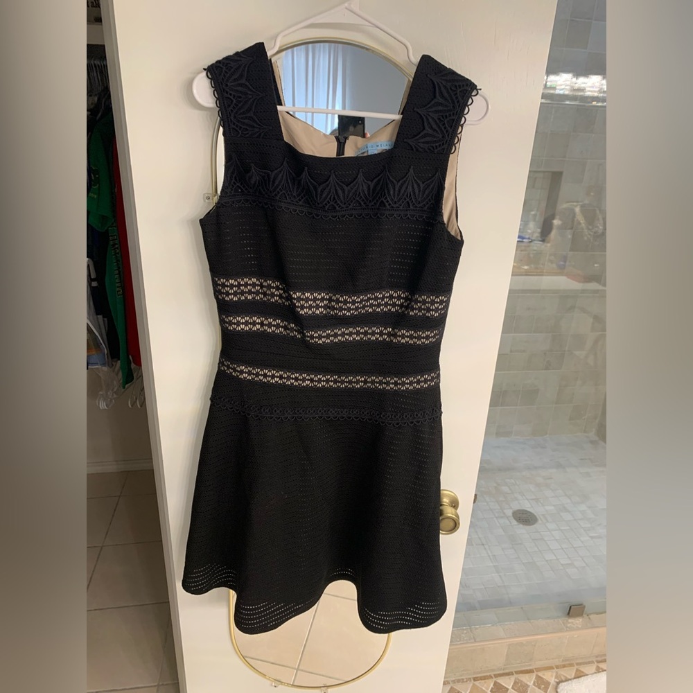 ANTONIO MELANI PreOwned Sweet Lace Black Tan Lining Skater Dress Size 10 - Picture 6 of 6
